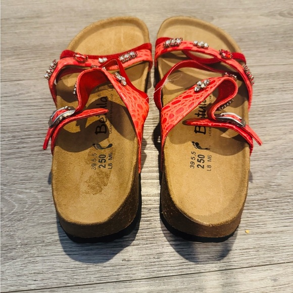 Betula by Birkenstock red rhinestone strappy sandals size 38/8 - Picture 3 of 6